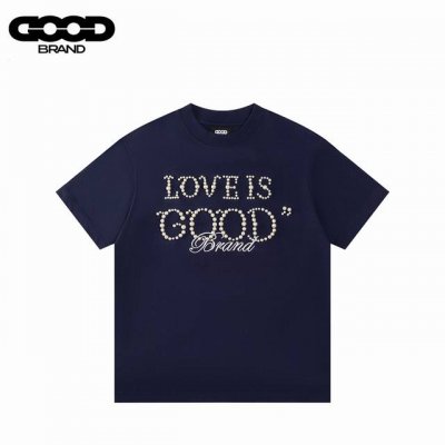goodbrand 25Ss 珍珠刺绣重工短袖T恤 采用订色订染毛圈纯棉衣面 250G双股双纱 手感舒适 进口针织针梳棉进行制作 搭配320G1*1螺纹 同缸无
