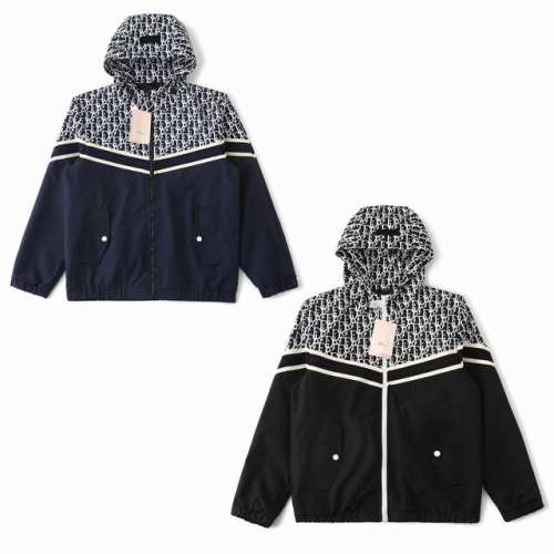 230 dior/迪奥春秋新款满印拼接提花经典款连帽外套 男女同款 官网同步！ 面料：定制订染高密织提花工艺面料 防水防风 重工提花轻奢时尚风格设计 无论质感