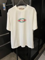 高版 Gucci 古驰 25Ss 双G印花撞色短袖 白 重磅克重260G纯棉双纱面料 螺纹定织定染通肩拉条工艺增加衣物清洗寿命 触感舒适 品质上乘 全套辅料定制