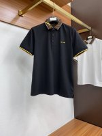 p240 芬迪 25Ss新款春夏短袖翻领T恤Polo，最高版本客供定制高端朱地面料简单时尚款，拼色螺纹超级好看！胸前蒙口标志刺绣经典Logo简单大方的款式！满满