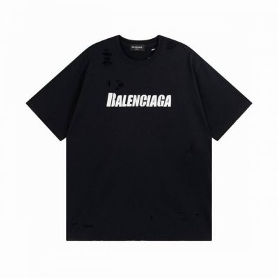 balenciaga 巴黎世家2025 Ss 经典做旧破洞割烂印花短袖T恤 本市场No.1的质量 真正天花板品质 全部原版开发注意细节图 避免被盗图商家混发 正