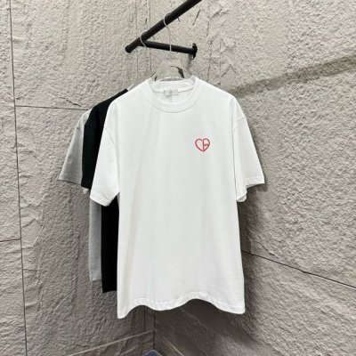 dio*迪奥* 2025春夏款 经典小爱心字母刺绣个性Logo 定制双纱平纹纯棉面料 短袖T恤 男女同款 尺码 S 90-130斤 M 120-150斤 L 1