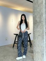款号D24081773 Louis*驴家Lv新款 经典老花Logo印花两侧口袋松紧腰抽绳运动裤长裤！ M码：腰围76松紧，裤长100