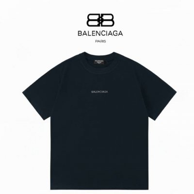 Balenciaga巴黎世家 官网新款烫钻字母 重磅300克双纱短袖 ：宝蓝色 ：Xs-L
