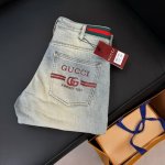 款号：D270 Gucci25春夏新款印花字母水洗时尚休闲直筒小脚牛仔裤 海外贸易公司限量订购，欧洲直发，精品稀出数量有限。 颜色#水洗蓝 尺码#29 30 3