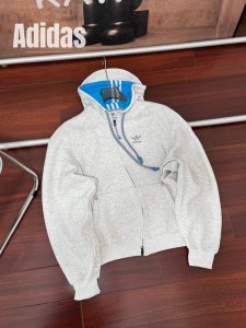Adidas Originals X Ordinary People 联名款 Fw24 拼色解构设计曲线门襟开衫全拉链连帽长袖外套卫衣男女款 Adidas Or