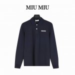 miumiu 缪缪Mm 经典小标刺绣长袖polo衫 采用定制面料 添加杜邦公司Sorona 索罗娜 材料 亲肤性好 长效抗菌 防螨 更耐洗 棉线经过反复处理 移