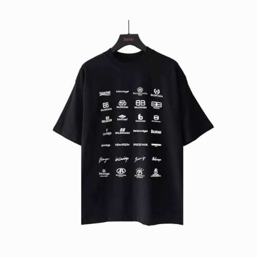 实拍细节图 +尺码表 巴黎世家Balenciaga巴黎经典Logo合集短袖 面料采用32S240G双纱精梳棉布料 印花椭圆机进口厚版浆工艺 厚感度十足 还原正品