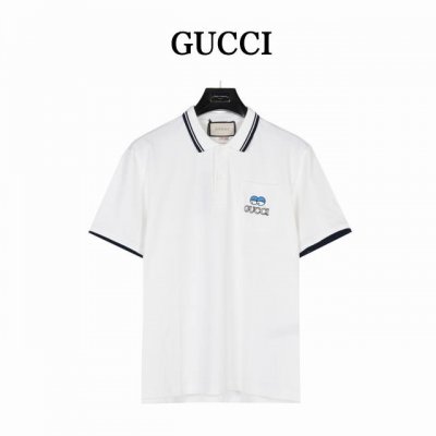 Gucci 古驰Ss Get Lt 胶囊系列 胸前口袋眼睛刺绣polo短袖 Get Lt 胶囊系列 胸前口袋刺绣polo衫 采用哑光线进口绣花机器 ，原版一致定