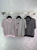 Celin*25春夏新款短袖针织衫，活力条纹踫撞精致刺绣Logo 标志性元素吸睛又独特 百塔时尚单品 3色3码Sml T226B