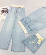 高品质亚麻天丝拖地裤，定制螺纹腰头时尚又舒适#S-Xxl