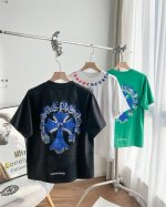 供 顶级复刻 重磅爆款 顶级Tee 强势上新 Chrome Hearts S S25 重工十字架圆领梵文刺绣项链圆领短袖T恤 货号: 8020 颜色： 黑色 白