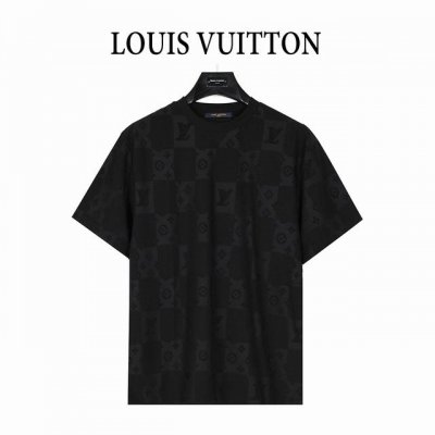 louis Vuitton 路易威登 25Ss 暗纹老花Logo大棋盘格提花短袖T恤 全幅Damier棋盘格提花 G 32S双纱1*1螺纹 面料螺纹同缸定染 进