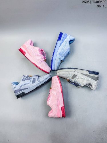 全新 Sneaker Lo 公司级路易威登板鞋 新款 Lv Tyler X Louis Vuitton Trainer 3.0 圆头系带 低帮 板鞋 男款 灰蓝