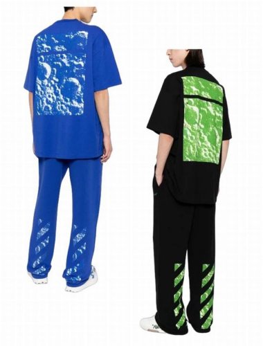 Ss春夏新款 品牌 Off-White 刺绣月球投影款短袖T恤 颜色 黑色 克莱因蓝 尺码 Xs-S-M-L 男女同款 面料 采用定制260克32织纯棉双纱面料
