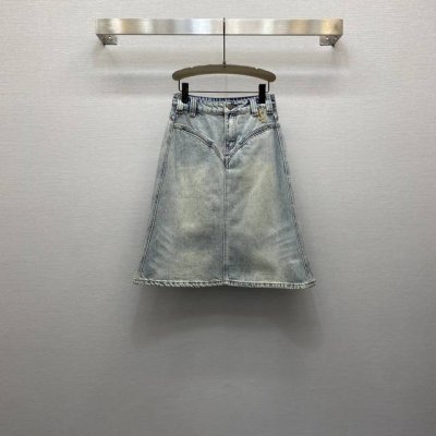 sl*25Ss 重工定位洗水气质高腰金属扣点缀A摆半裙，高级面料，颜色:图片色，面料：牛仔棉面料 Smlxl