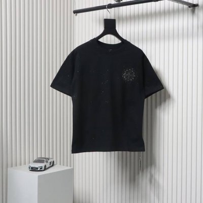 chrome Hearts 克罗心 铆钉满钻短袖 采用直喷进口机器印花 五金辅料均开磨定制正确配置 黑色2025克罗心正品包装 280克定制定染双纱棉 版型大