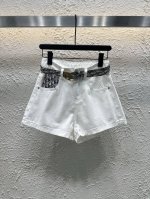 qx.9724 Dio 25夏季新款前后口袋拼色提花牛仔短裤配腰带 Sml
