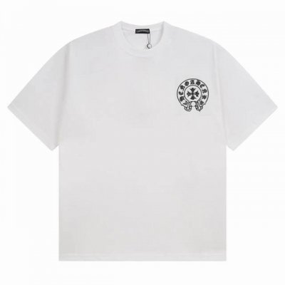 d33 Hrome Hearts克罗心新款经典印花Logo休闲圆领短袖T恤 面料采用250克纯棉双纱面料 柔软亲肤、透气性强，黑白色S-Xl