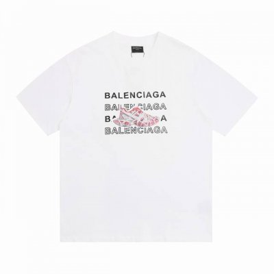 上新 高版本 balsenciaga巴黎世家硅胶字母球鞋情侣休闲短袖T恤 最高版本 定制面料 克100%双纱棉 字母硅胶彩色立体球鞋烫画工艺设计 辅料 开模原版