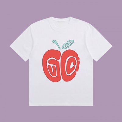 高端品质 Gucci 2025Fall 春夏系列 苹果短袖T恤 区别普通印花 定织270G32支双纱纯棉面料 宽松版型 男女同款 Size：S M L Xl X