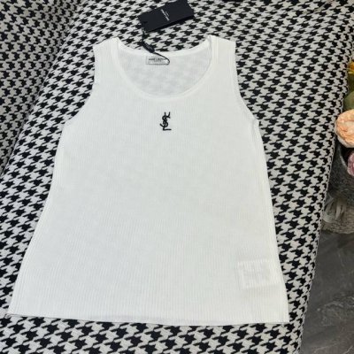 针织背心拿货 ysl家25春夏新款圆领Logo刺绣针织背心 颜色:2色 码数:Sml