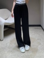 Alexand*R Wang 25Ss春夏新款 轻薄休闲长裤丨独家高版出品！进口人棉材质 肌理明显 透气好穿 直筒长裤剪裁 穿脱方便不限身材 飘逸轻柔面料放大休