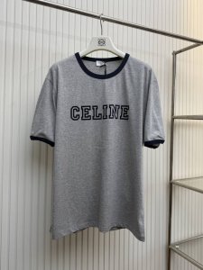 ce 赛琳25Ss撞色标识字母植绒印花短袖T恤 Size：Xs S M L