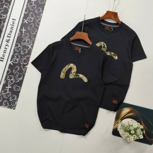 尺码S-2Xl 掌柜推荐 evisu 福神 新款男女同款织锦小海鸥贴布短袖T恤 原版面料高版本高品质 网红明星同款 正面以日本松柏与仙鹤图案织锦小海鸥贴布装饰