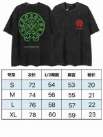 现货 p902233 新款克罗高端尖货洗水重工梵文马蹄立体印花男女宽松圆领短袖T恤 克32支纯棉 颜色：黑-绿 黑-红 码数：S M L Xl