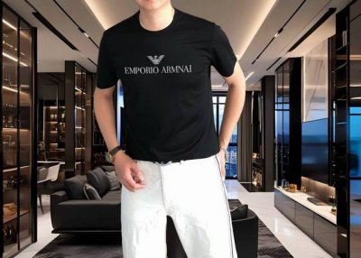A*Mani 阿玛尼2025春夏新款原单男士圆领短袖T恤 高端定制 时尚百搭 柜台同步售卖 立体印胶字母Logo图案设计 客供定制进口天丝液氨棉面料，穿着亲肤舒