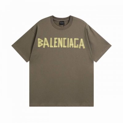 咖色 Balenciaga 巴黎世家2025 Ss 经典胶带拉浆印花短袖T恤 本市场No.1的质量 真正天花板品质 全部原版开发注意细节图 避免被盗图商家混发