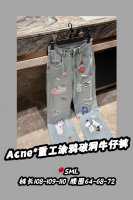 款号3073 重工绘画+破洞 Acn* Studi*S × Moom*N 联名系列新款 做旧洗水卡通图案牛仔裤丨这款真的上身很潮 采用丹宁牛仔面料 猫须水洗 做