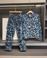 上衣 款号-Mx015 裤子180 款号-Mx016 Louis Vuitton 路易 威登 25Fw 限定款棋盘格刺绣提花牛仔夹克外套