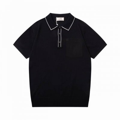 Hermes 爱马仕 拼色领 针织polo衫 升级 灵感源自八十年代复古 原版面料 官方同款 polo衫 定制 网纱毛衣针织面料 手感非常舒服 春夏最新砖柜同步