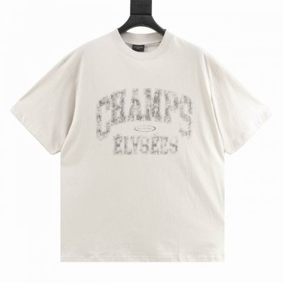 Balenciaga 巴黎世家 模糊英文字母印花短袖T恤 面料 颜色 官网同步 克重240G 前幅印花采用超精细平网印花工艺，对版确定织物网点印花工艺技术参数。