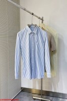 P300 J905 Lo罗意威 新品 上海贸易公司订单，2025早春新款Lo*We Anagram刺绣标识原单男士高端商务休闲条纹长袖衬衫.颇具意大利典型风格的