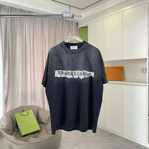 Y-3 2025夏季新款 洗水渐变做旧磨破 个性字母Logo印花 短袖T恤 定制面料320G 男女同款 尺码：S M L Xl Xxl 五个码 颜色：黑色 灰色