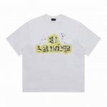 顶级最高版本 尺码偏大 B家 巴黎世家 Balenciaga 经典黄色涂鸦重工艺印花圆领半袖T恤短袖 男女同款 情侣款 宽松版型 最高版本 原版面料 高版本 高