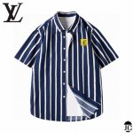 pf 夏季首发真标可扫 Lv路易威登Louis Vuitton专柜同款上市本季主打，货源充足夏季新款衬衫潮流格子风休闲透气短袖青少年男装上衣独家印花工艺 严格把
