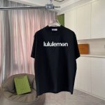 Lulu*露露乐蒙2025夏季新款 个性字母Logo印花 定制面料300G 短袖T恤 男女同款 尺码：S M L Xl Xxl 五个码 颜色：黑色 白色 湖绿色