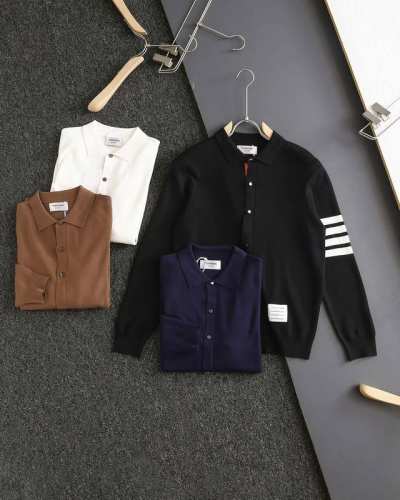 210 原单贸易正品Thom Browne/汤姆布朗Tb半领(Polo)领羊毛衫 专柜官网同步发售，美国贸易公司正品订单！爆款，区别市场通货， 采用14针日本丰