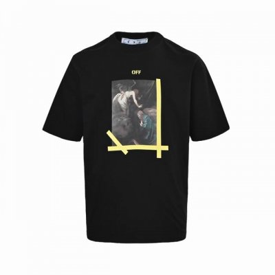 Off-White 23Ss天使卡拉瓦油画金箭头短袖 Versize版型，最大码可穿到220斤左右，对体宽的大哥非常友好，面料采用的260克32支纯棉活性面料，