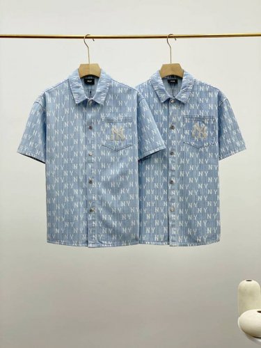 mlb官方 男女情侣满印老花条纹刺绣纯棉短袖外套牛仔衬衫明星同款， 夏季新品 面料，辅料均为定制 爆火款式的， 个性时尚又百搭，深受明星各大网红的喜爱 尺码：X