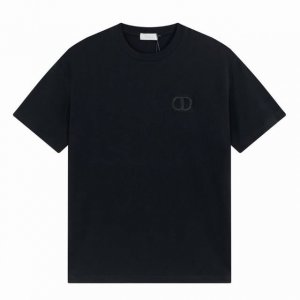 高端品质 Dior 320克重 迪奥Cd刺绣字母Logo圆领短袖 采用定织定染高克重原版面料 洗水完高达320G纯棉面料 宽松Oversize版型 男女同款 区