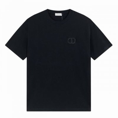 高端品质 Dior 320克重 迪奥Cd刺绣字母Logo圆领短袖 采用定织定染高克重原版面料 洗水完高达320G纯棉面料 宽松Oversize版型 男女同款 区