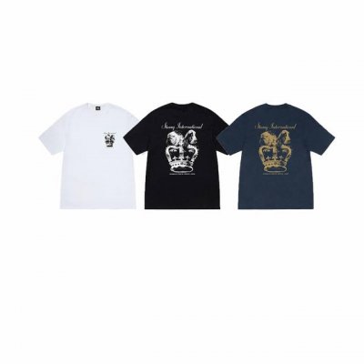 款号Xb2092# Stussy斯图西 Ss25 狗狗皇冠短袖T恤男女同款 230克纯棉圆筒布版型 两侧面不带缝线 正确版本与正品相同。区别市场通货。 颜色：白