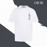 款号Sl84 Dior迪奥蓝色字母个性Logo印花圆领短袖 直喷印花 情侣同款 全套包装 三标齐全 区别市场通货 随意对比 纯棉280克高克重32支双纱 不起球