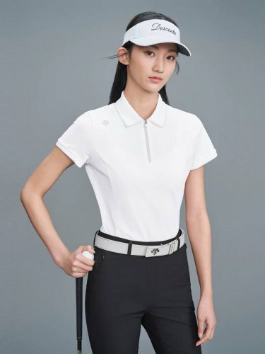 Descentegolf 迪桑特高尔夫Field系列女士短袖polo衫25夏季新品 采用质感针织面料制成的短袖polo衫，面料四面回弹，表面珠地微肌理组织，不易