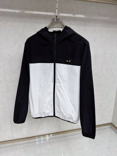 芬迪 2025春夏新款原单男士薄款连帽 官网同步售卖 爆款 高版本 简洁时尚百搭 激光打孔绣萌眼Logo图案设计 采用原版进口100%聚酯纤维记忆面料 手感柔软